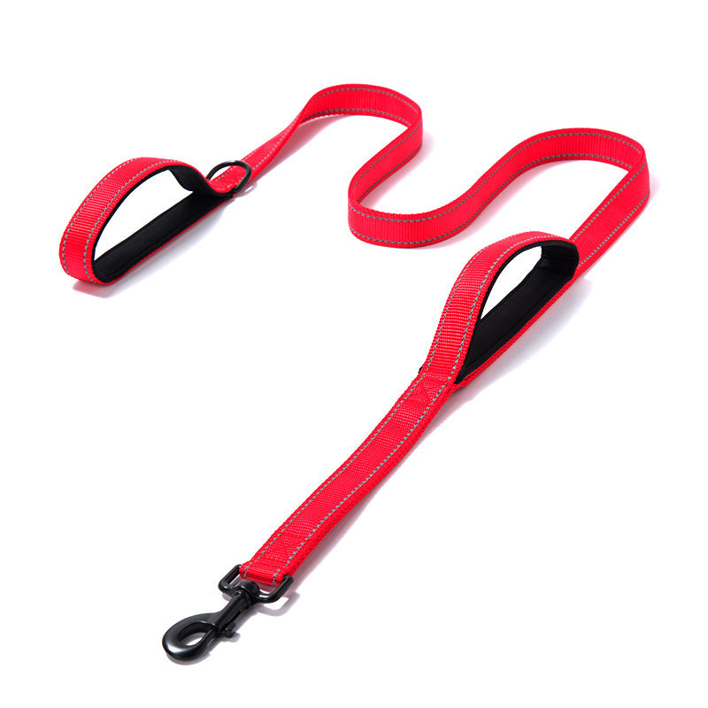 DuoGrip™ – Laisse Double Poignée Confort Anti-Choc